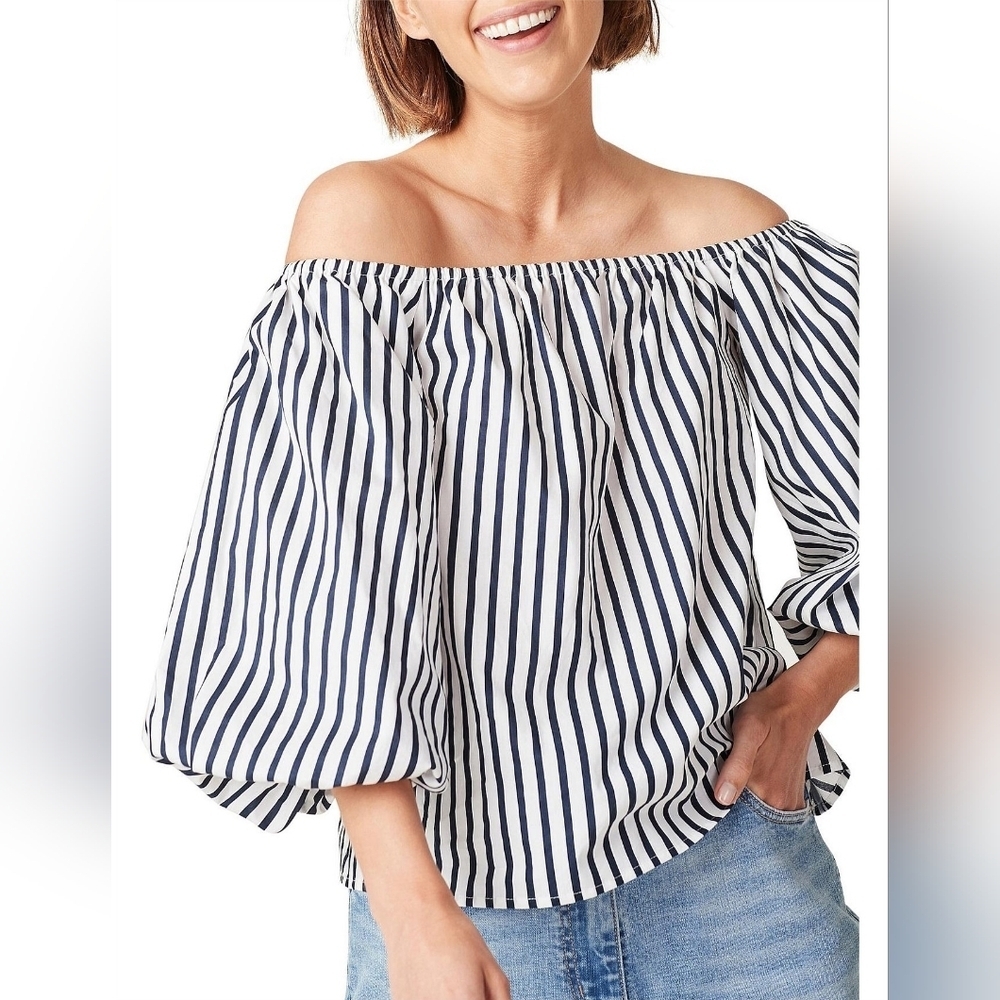 Bleuh Ciel Striped Off-Shoulder Top Size S